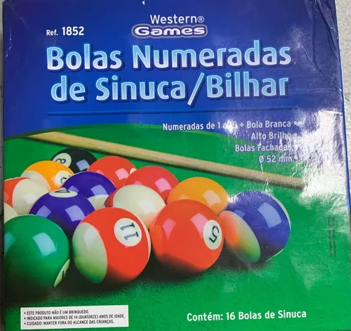 Jogo Bolas De Bilhar Sinuca Numeradas 52mm Snooker no Shoptime