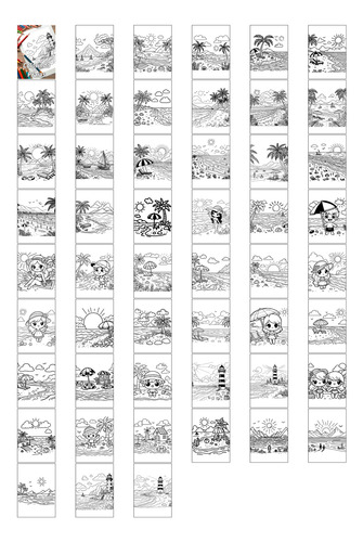 Caderno Com 50 Desenhos Para Colorir Praias - Tamanho A4 (21x29,7cm) #117