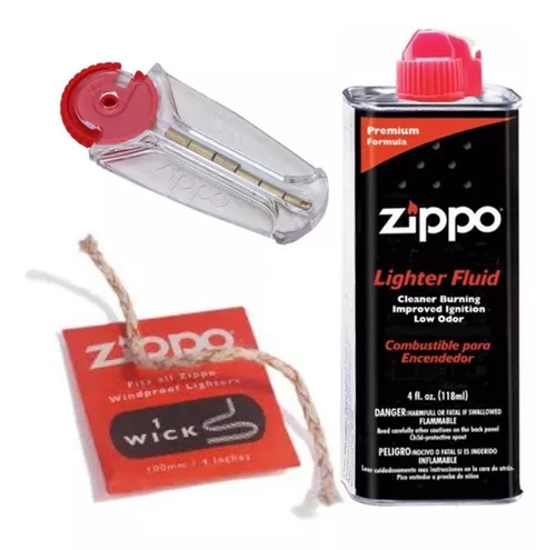 Kit Zippo Combustible Gasolina Zippo Fuel 4oz + Mecha +