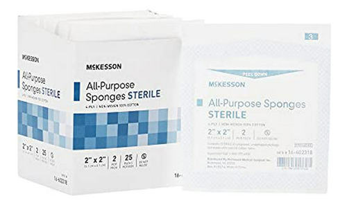 Esponjas De Algodón Estériles Mckesson, 4 Capas, 2x2 In, 2/p