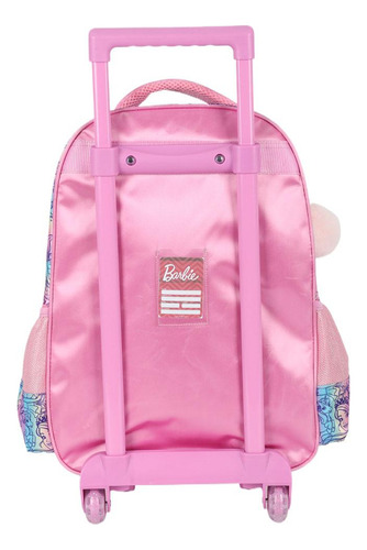 Mochila Rodinhas 17 Barbie Fada Holográfico Rosa Luxcel