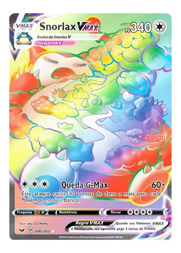 Carta Pokémon Snorlax Vmax Rainbow Espada E Escudo