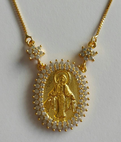 Imagen 1 de 2 de Virgen Milagrosa Ovalada Chica / Oro