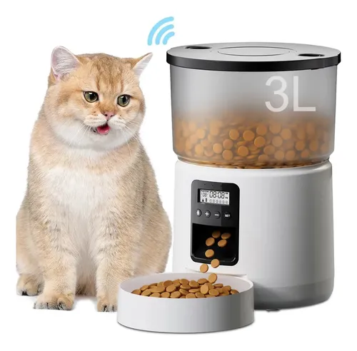 Comedouro Automático Gatos E Cães 3l, Alimentador Com Gravação De...