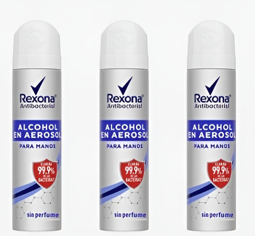 Pack X 3 Rexona Alcohol Aerosol Antibacterial Manos (75 Ml)