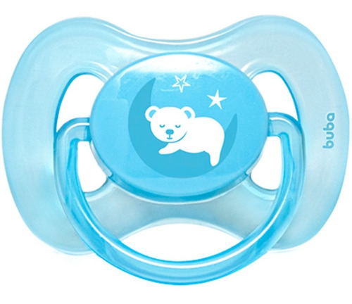 Chupete para bebé sin BPA +6 M, talla 2, cómodo osito de peluche, color azul, período de edad de más de 6 meses