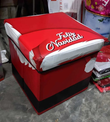 Puff Navideños Organizador, Baul Para Navidad