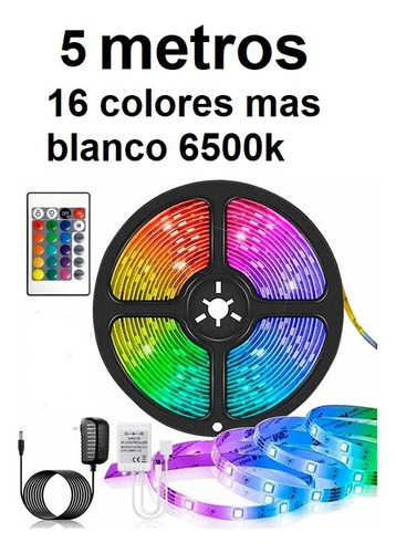 Cinta Led Rgb Multicolor Tira 5050 16 Colores Incluye Blanco