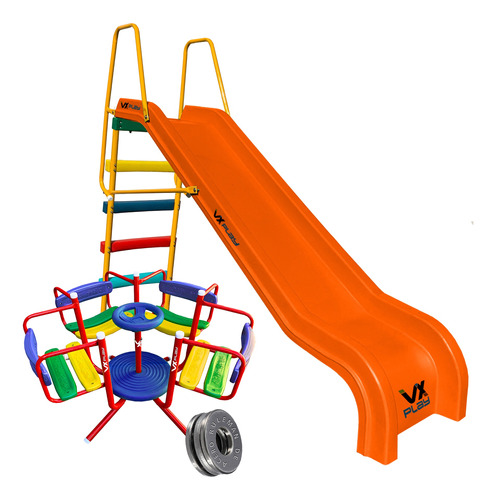 Combo Infantil Calesita + Tobogan 5 Escalones Dobl Pared Pvc