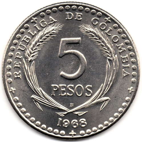 5 Pesos 1968 Congreso Eucarístico Internacional Sin Circular