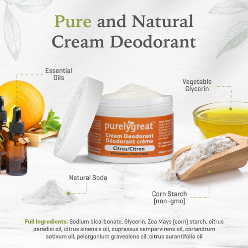 Purelygreat Natural Deodorant For Women Citrus - Ewg Verifie