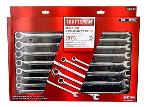 Juego De Llaves Combinadas Craftsman 20 Pzas. Mm Y Sae