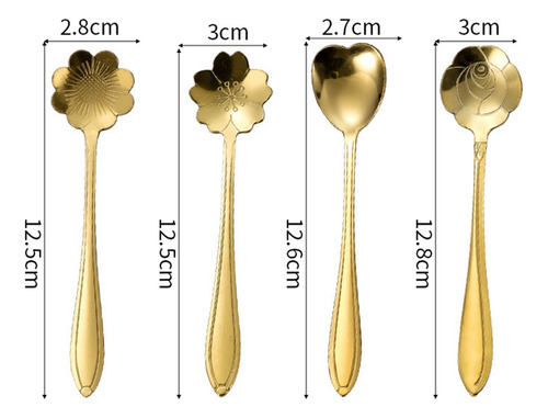 Stainless Steel Flower Gold Scoop Coffee Spoon Gift K