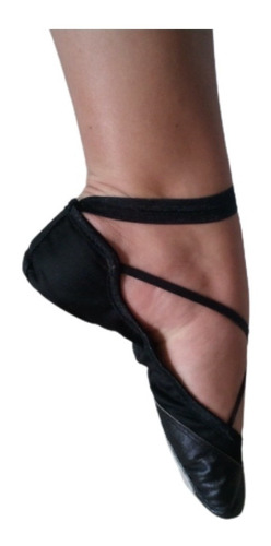 Zapatillas Ballet Danza Modelo Cruzados Lona Cuero 