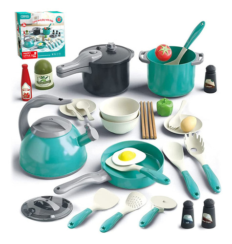 Cocina De Juguetes Para Niños Con 32 Accesorios Seguros