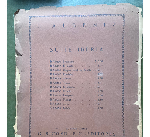 Rondeña Suite Iberia Albéniz Partitura Para Piano Usada