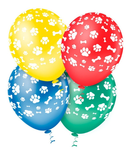 Balão - Bexiga Patinha De Cachorro Colorido - 25 Unidades 