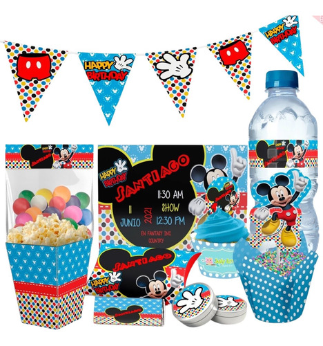 Kit Imprimible Mickey, Candy Bar, Cumpleaños