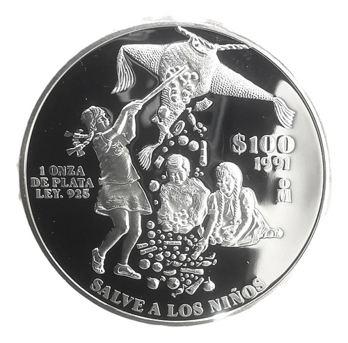 Moneda Plata Calidad Espejo Proof 1991 Salve A Los Niños