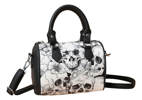 Nihay Bandolera Punk Con Estampado De Calavera Y Cremallera