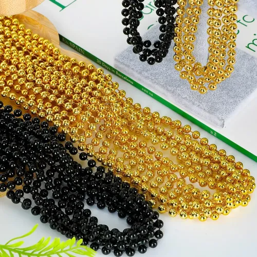 Collares Carnaval Lote De 72 Collares De Cuentas De Plástico Negro Y Dorado - 33 Pulgadas, Para Fiestas, Nochevieja Y Desfiles - Unisex, Para Mujeres Y Hombres Collares Carnaval Lote De 72 Collares De Cuentas De Plástico Negro Y Dorado - 33 Pulgadas, Para Fiestas, Nochevieja Y Desfiles - Unisex, Para Mujeres Y Hombres