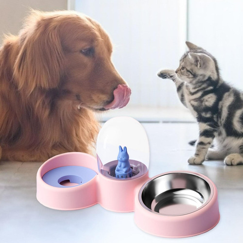 Imagen 5 de 8 de Dispensador Automático De Alimentos Para Mascotas Rosa