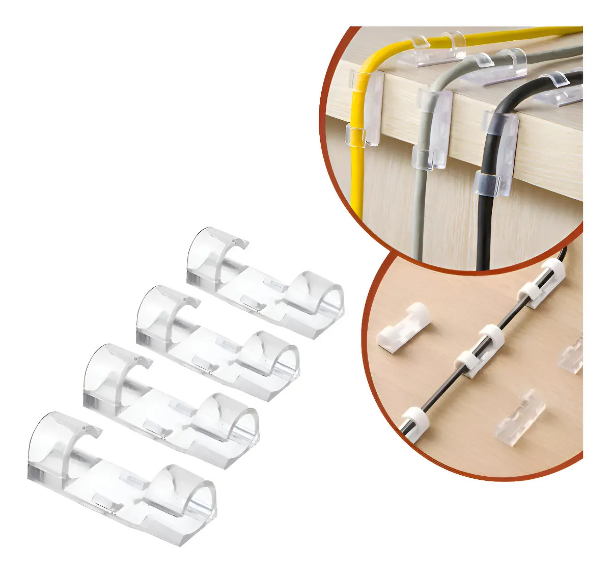 Kit 60 Clips Organizador Fixador Adesivo De Cabo Fios Parede Transparente