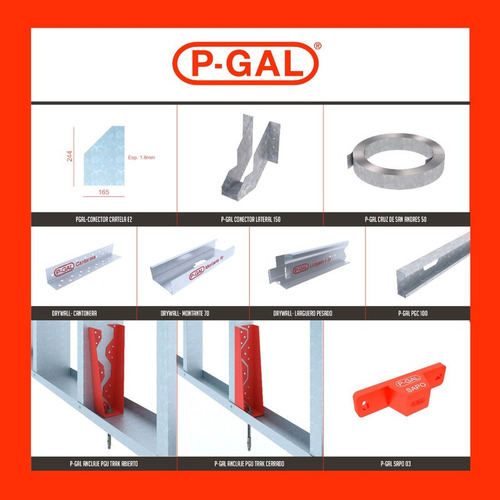 Perfil Omega 2,60mts Esp 0,9mm Mamposteria Steel Frame P-gal