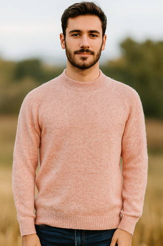 Sweater Pullover Lana De Alpaca Liso Peinado