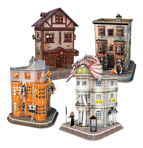 Puzzle 3d Harry Potter Set 4 En 1 Callejón Diagon 273 Piezas