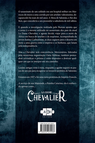 La Dame Chevalier e a mesa Perdida de Salomão, de Cordenonsi, A.Z.. La Dame Chevalier (1), vol. 1. Editorial Avec Editora e Comércio de Livros Ltda., capa mole em português, 2019