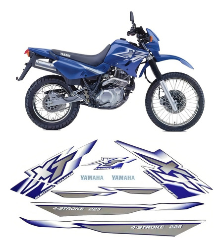 Kit Adesivos Yamaha Xt225 2000 Azul 00740 Cor ADESIVO LATERAL