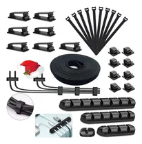 Comprar Kit Organizador Cables Velcro Clip Adhesivos Silicona Rollo