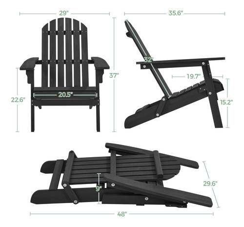 Juego De 5 Sillas Plegables Adirondack Para Exteriores