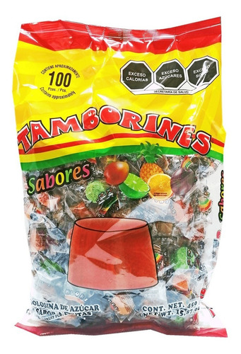 Tamborines De Sabores Frutales Y Chile Bolsa Con 100 Pzs