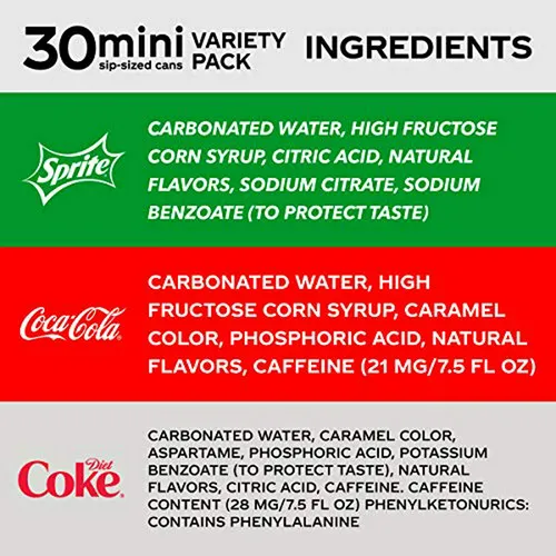 Pack De Variedad De Coca-cola Mini Can, 30 Unidades (10 De C