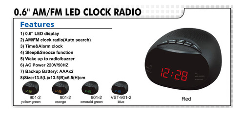Radio Despertador Radio Reloj Led Am Fm Enchufe Estadounide