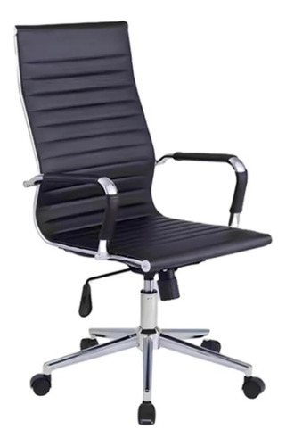 Silla Lejaim Escritorio Oficina Ergonómica Pc Cuero Sintético Altura Regulable Con Pistón Neumático Respaldo Medio Con Leve Curvatura Lumbar Base Giratoria 360°