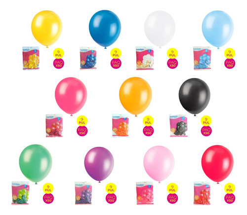 Bolsa De 50 Globos Latex Perlado 9 Pul Candela 