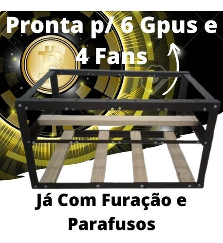 Rig Frame De Alumínio Para Mineração P/6 Placas E 4 Fans 