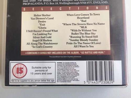 Imagem 4 de 9 de U2 Rattle And Hum Fita Vídeo Vhs Importada Inglaterra Uk