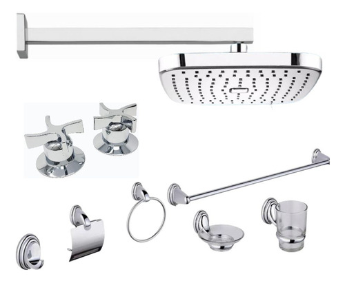 Kit De Regadera Moderna Autolimpiable Tipo Lluvia Cromo