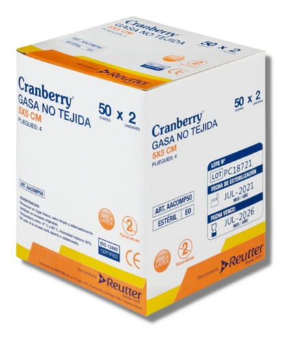 Gasa Estéril 5x5- Caja 50 Unidades Cranberry-electromedicin