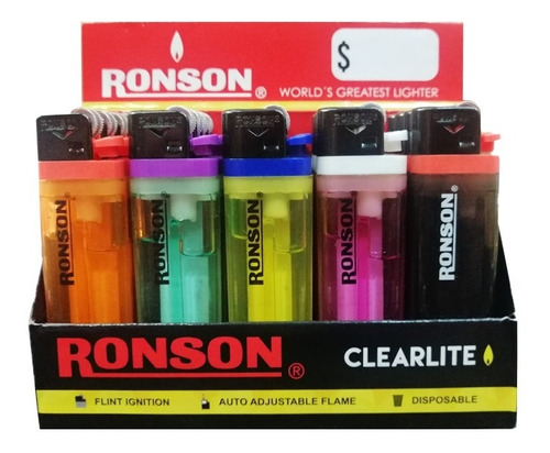 Encendedores Ronson Modelo Clearlite X20 Unidades