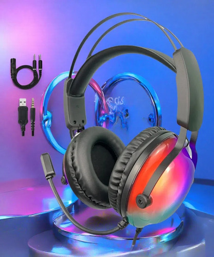 Audífonos Gamer Auriculares D22 Con Micrófono Luz Rgb Led