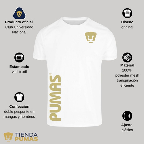 Playera Deportiva Hombre Dryfit Pumas Unam Retro Dorado Vini