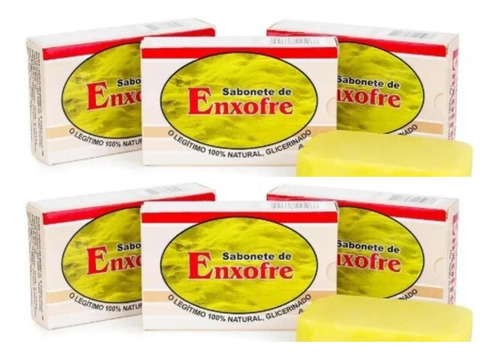 Kit Com 6 Sabonetes De Enxofre- 100% Glicerinado - 90gr