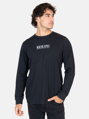 Polera Ml Salty Air Negro Hombre Maui And Sons