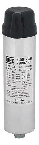 Unidade Capacitiva Ucwt2,5v40 L10 - 2.5 Kvar Weg