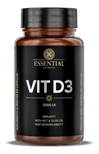 Vitamina D3 2000ui + Mct (120 Softgel) - Essential Nutrition Sabo...